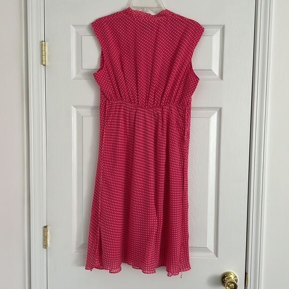 Mini maternity 100% silk summer dress pink polka dots Sz Large - Picture 8 of 15